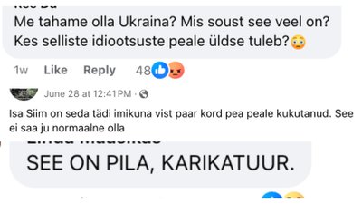 Kuvatõmmised Facebooki kommentaariumist ja jagamistest