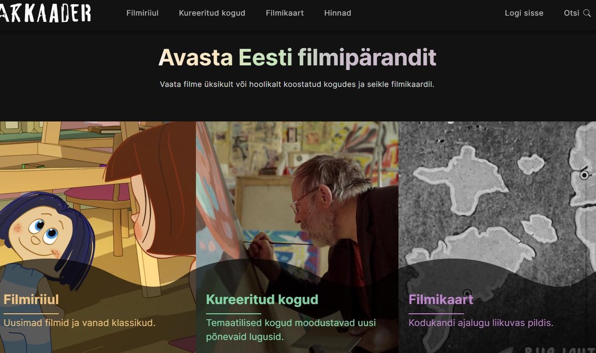 ARKAADER: Hiljuti loodud Rahvusarhiivi filmi- ja audioteek, kust leiab hulganisti Eesti autorite loomingut ka tasuta.