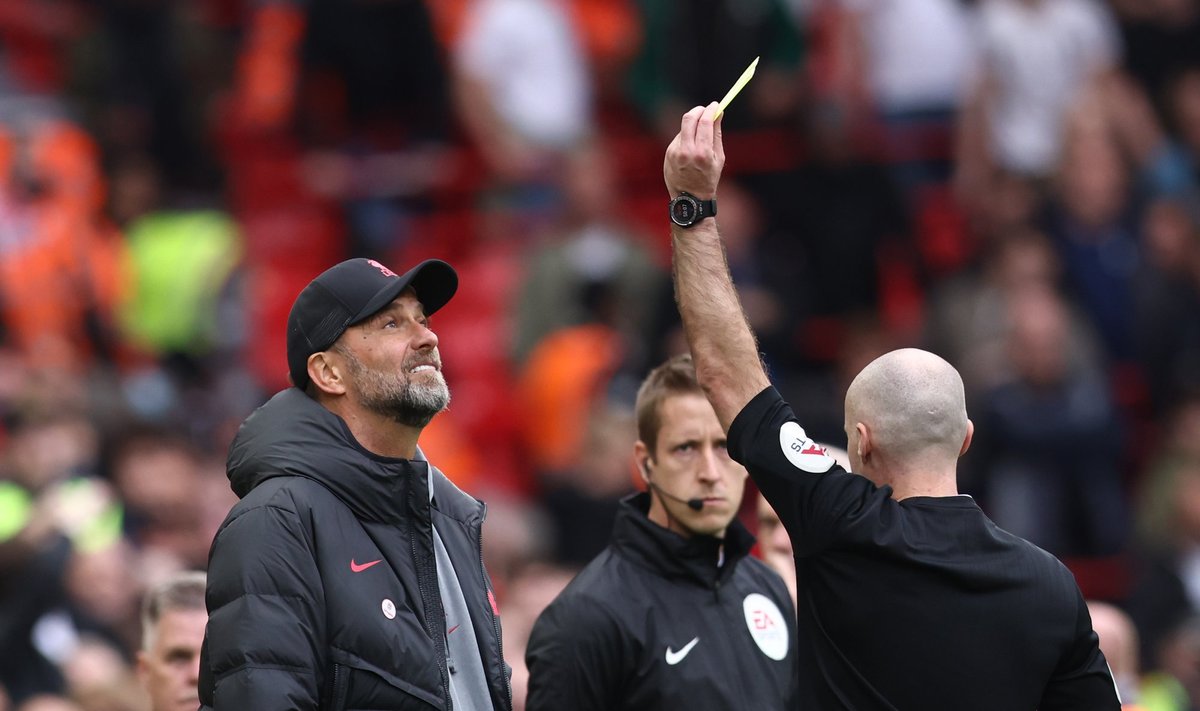 Jürgen Klopp nägi kohtumise lõpus kollast kaarti.