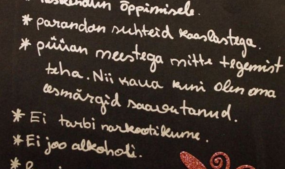 Kaagvere kooli õpilase lubadused.  Foto:Sille Annuk, PM, Scanpix