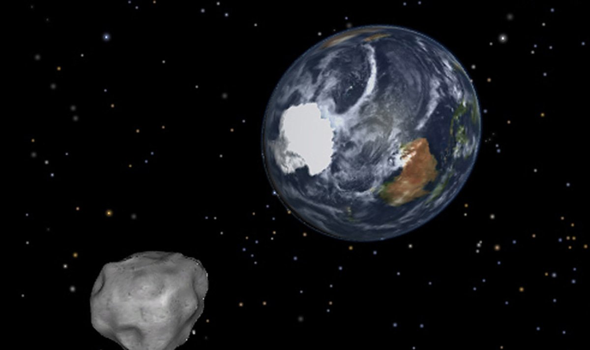 Kunstniku nägemus Maa poole suunduvast asteroidist