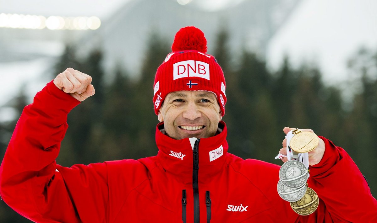 Ole Einar Bjørndalen ning tema 41., 42., 43. ja 44. MM-medal