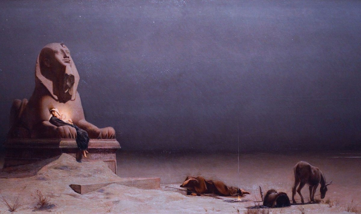 BEEBI-JEESUS TEEL PAGULUSSE: Matteuse evangeeliumis kirjeldatud põgenemine Egiptusesse on olnud inspiratsiooniks paljudele kunstnikele. Pildil Luc-Olivier Mersoni “Puhkus teel Egiptusesse” (1879).