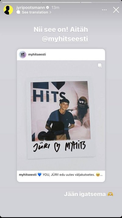Jüri Pootsmann kinnitas MyHitsist lahkumist oma Instagramis.