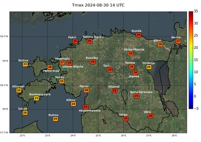 Температурный максимум 30.08.2024.