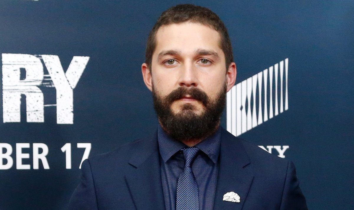 Cast member Shia LaBeouf is pictured on the red carpet at the premiere of the World War II film "Fury" at the Newseum in Washington