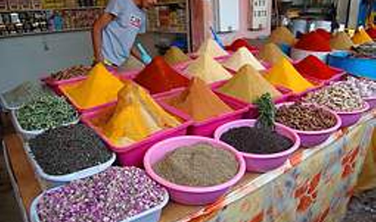 Millised lõhnad, millised värvid! Vürtsidest lookas lett Agadiri turul. Tiina Väljaste