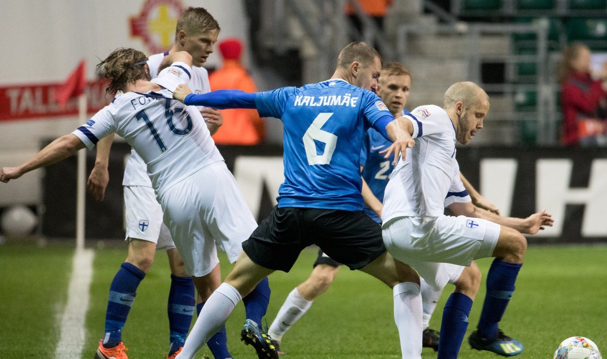 Eesti-Soome jalgpallimäng. Pilt on illustratiivne