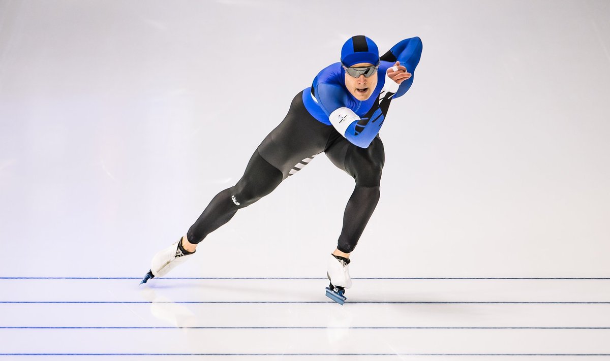 Marten Liiv Pekingi olümpia 1000 meetri kiiruisutamises.