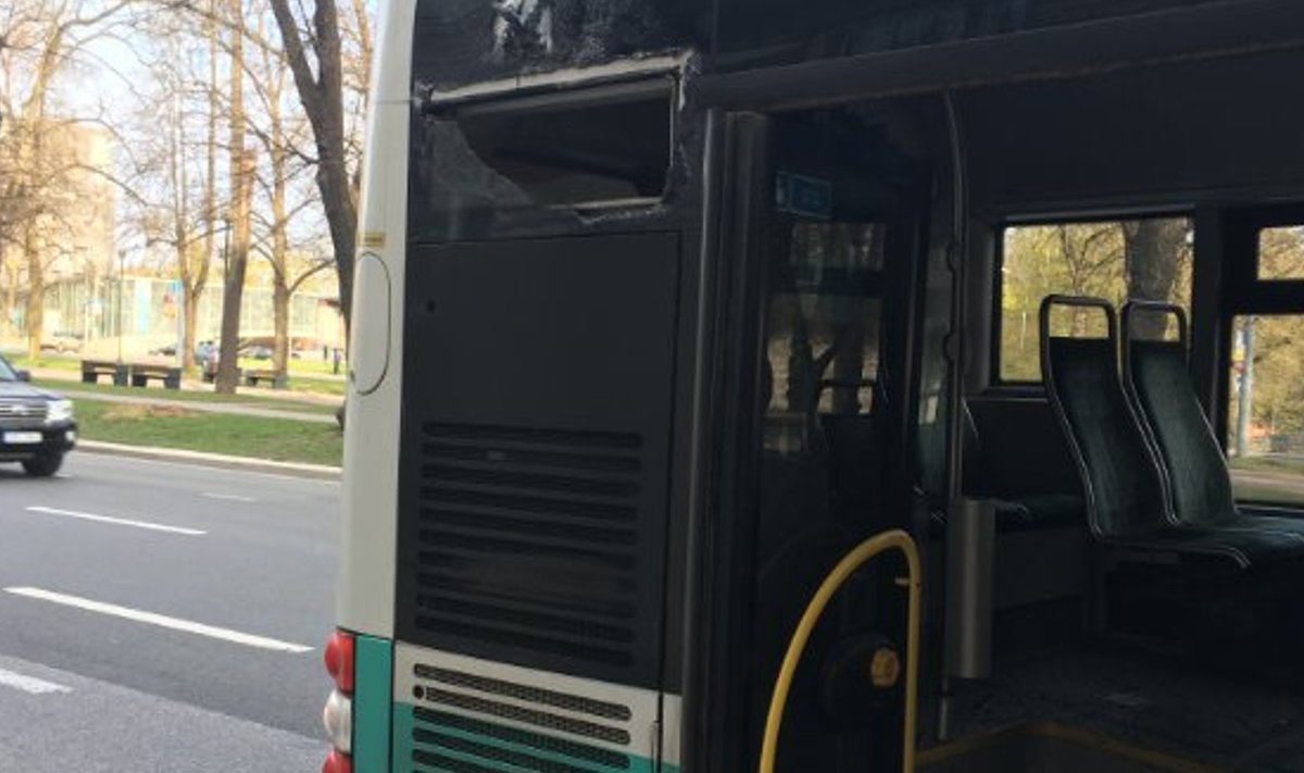 Tallinna linnaliinibussile sõitis teine buss tagant sisse. 