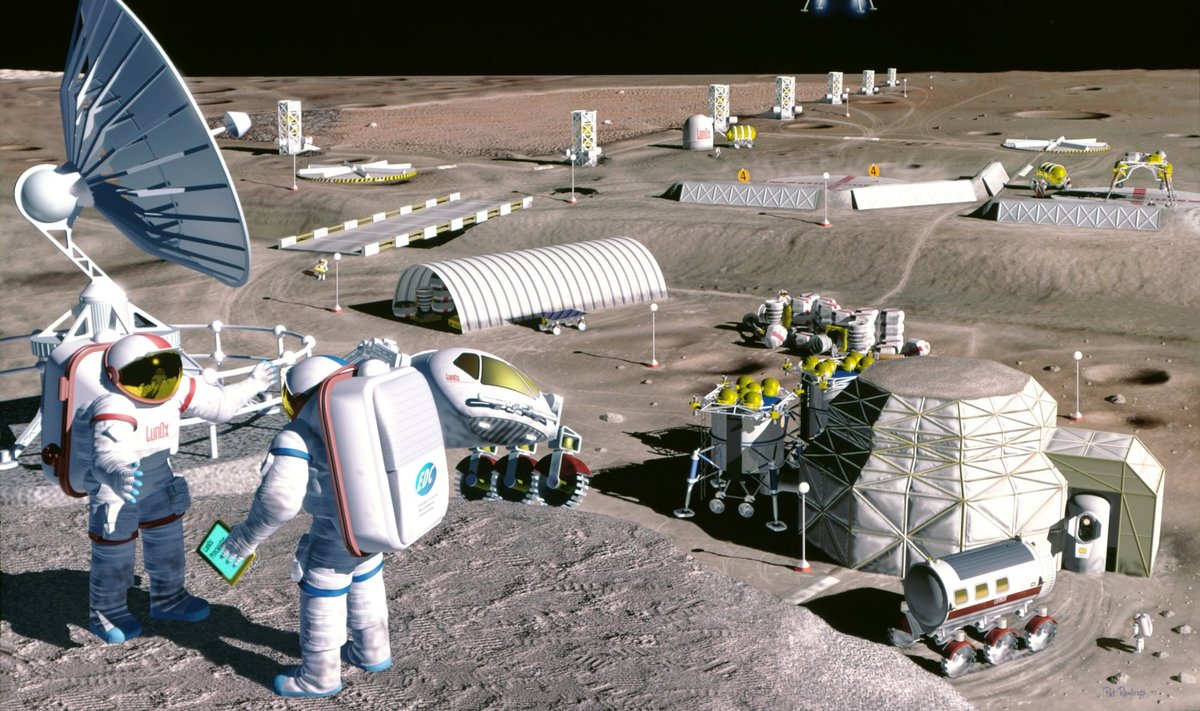Kunstniku nägemus NASA Kuu jaamast ning kaevanduskompleksist