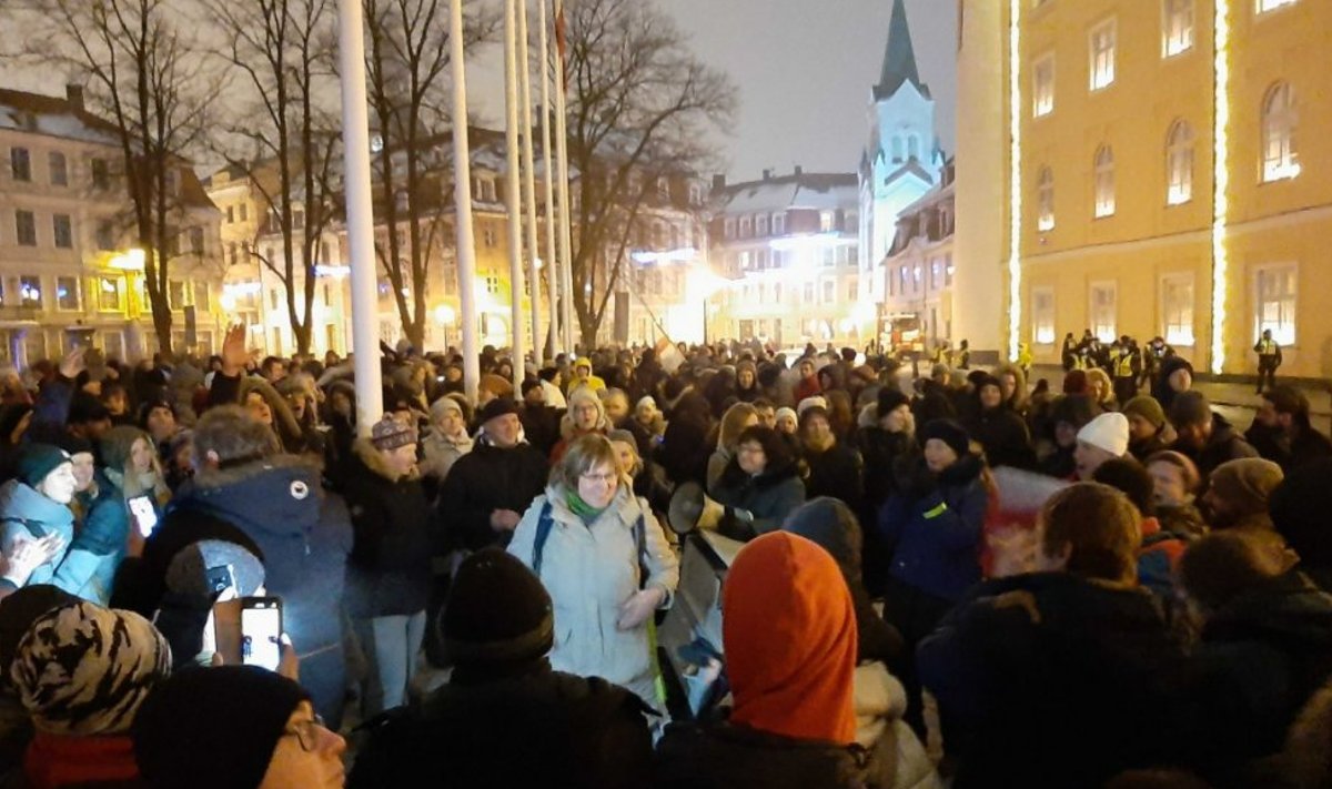 Протесты в центре Риги