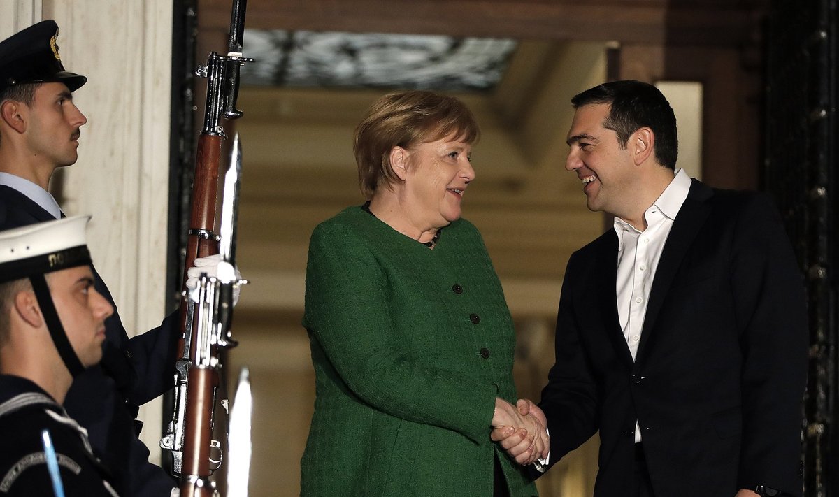Kreeka peaminister Alexis Tsipras ja Saksamaa liidukantsler Angela Merkel selle aasta algul kohtumisel Ateenas. Tsipras on suutnud end nelja aastaga muuta EL-i õudusunenäost valitsusjuhiks, keda kiidetakse.