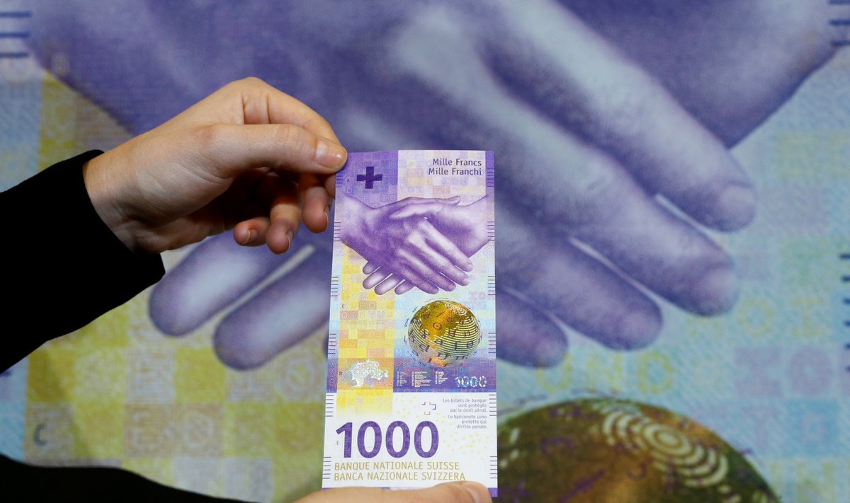 Sedasi näeb välja Šveitsi uus tuhande frangine raha