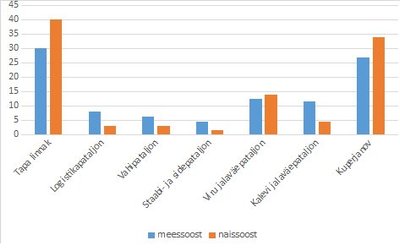 Joonis 2. Ajateenijate jaotus linnakute kaupa (%)