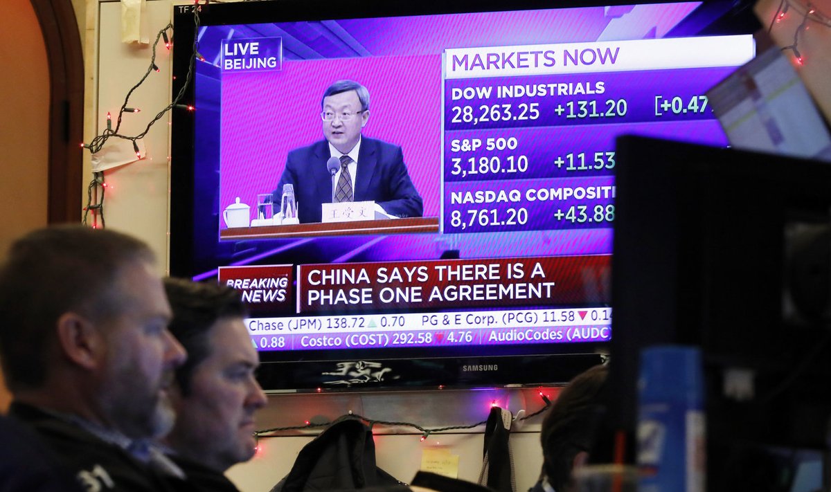 Börsikauplejad märkasid, et Hiina teatas esialgse kokkuleppeni jõudmisest