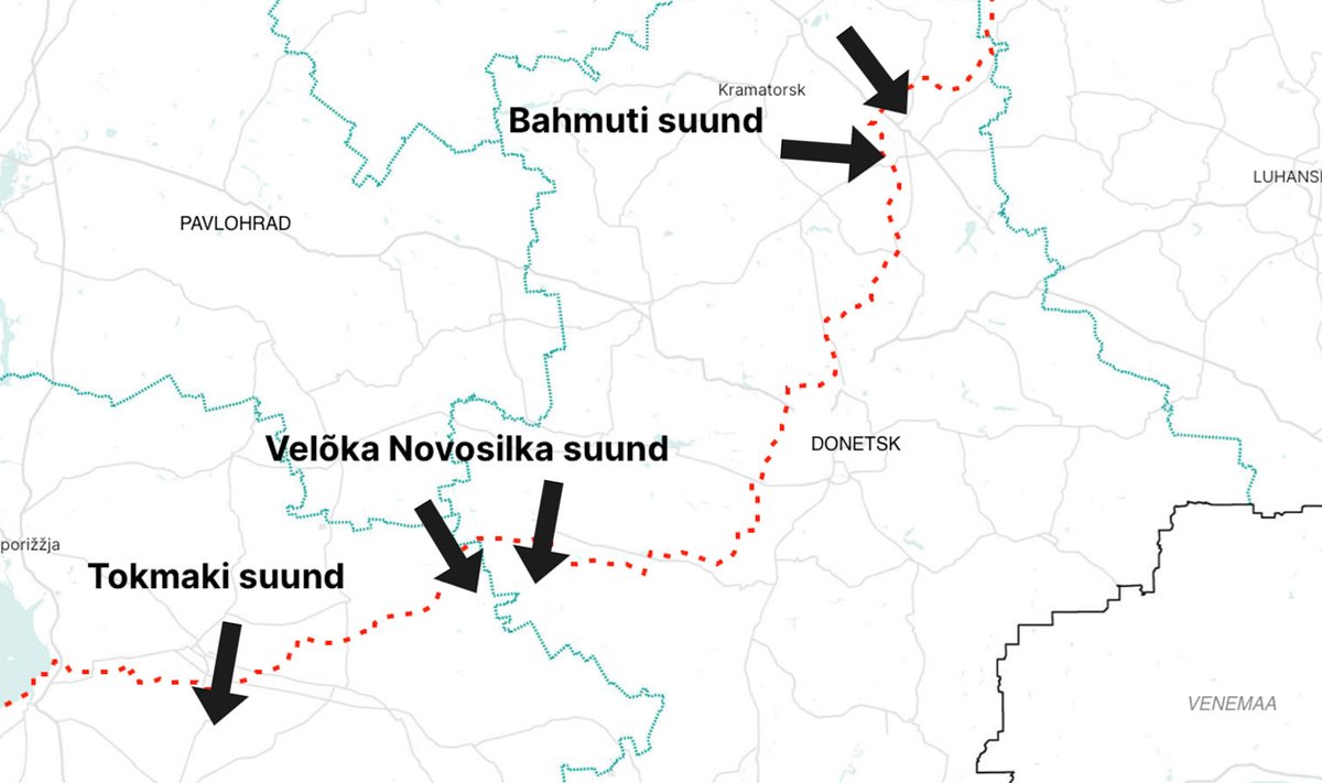 Ukraina armee edasiliikumine viimastel päevadel leiab aset kolmel suunal.