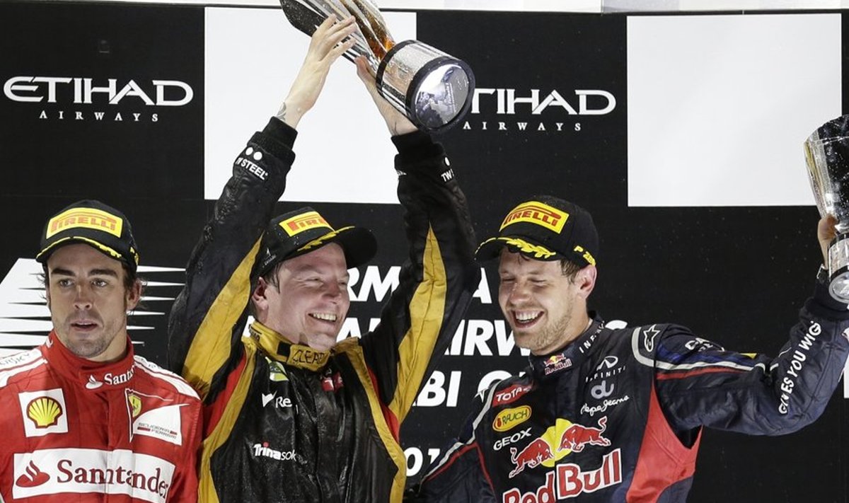 Alonso, Räikkönen ja Vettel