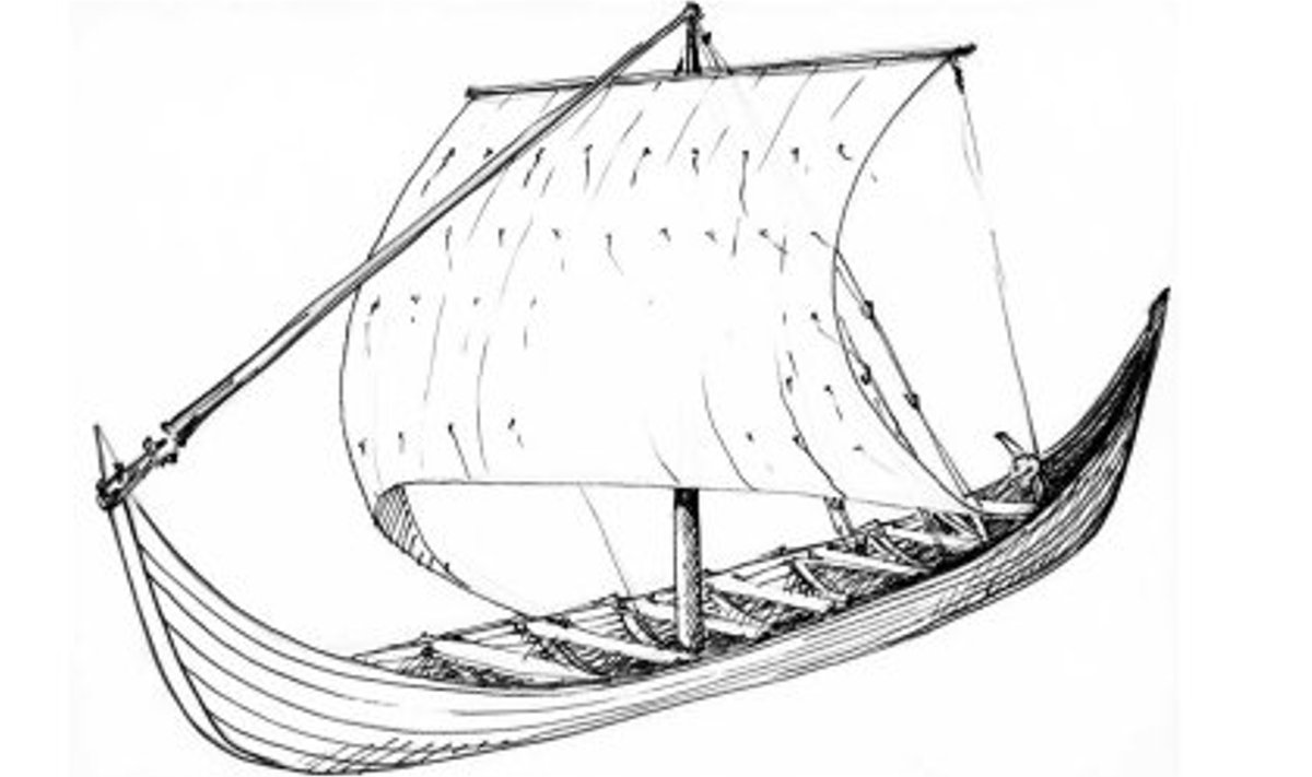 Rekonstruktsioon: Suurem Salmest leitud laev on samasuguste mõõtmetega nagu umbes 690. aastast pärit Kvalsundi (Norra) laev, mida aga peetakse siiski 10 aerupaariga sõudelaevaks. (Anneliis Aunapuu)