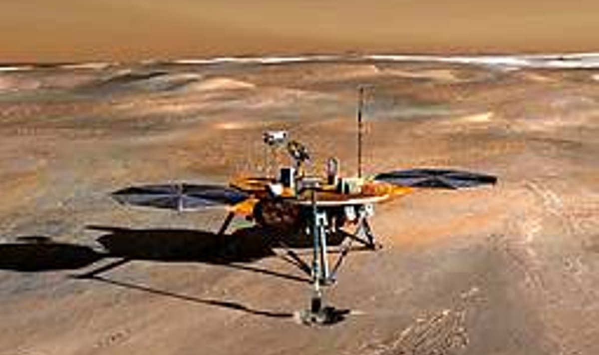 Marsi kroonikad: Pildi tegemisel pole mängus roheliste mehikeste kombitsad, vaid tegemist on NASA poolt levitatud illustratsiooniga, missugune võiks välja näha Phoenixi maandumine Punasel planeedil. All Over Press Baltic
