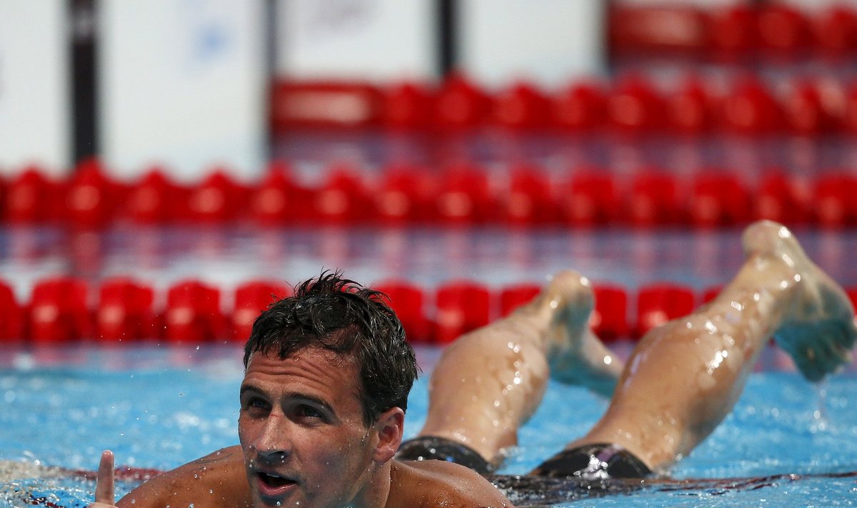 Lochte of U.S. reacts after winning men's 200m individual medley final at Aquatics World Championships in Kazan
