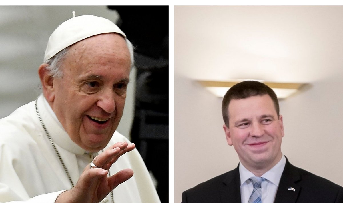Kollaaž: vasakul paavst (foto: AFP), paremal Eesti peaminister (foto: Andres Putting)