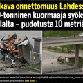 FOTOD: Lahtis sõitis 20-tonnine laadur sillalt alla