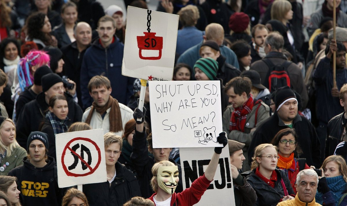 2010. aastal protestiti tänavatel Rootsi Demokraatliku Partei vastu.