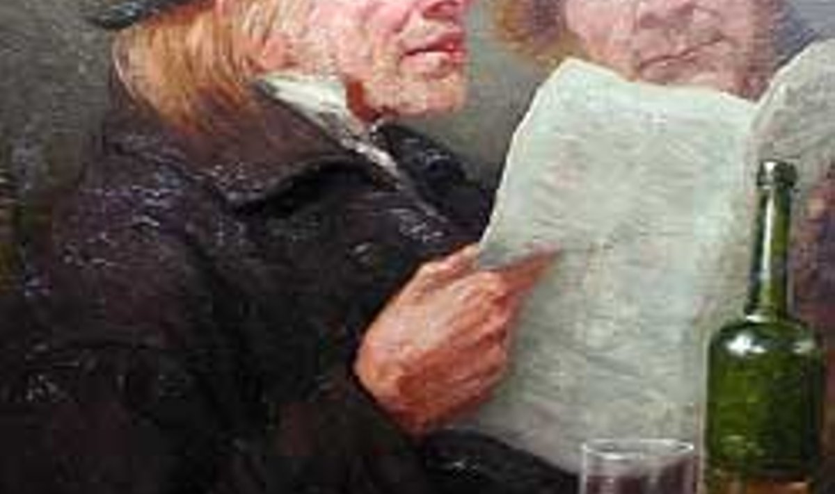 Esimene ajalehte kujutav maal: Oskar Hoffmann “Ajalehte lugemas”, 1896. REPRO GALERII VAAL