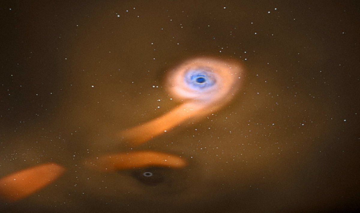 Kaks musta auku tiirlevad üksteise ümber? ESA / C. Carreau
