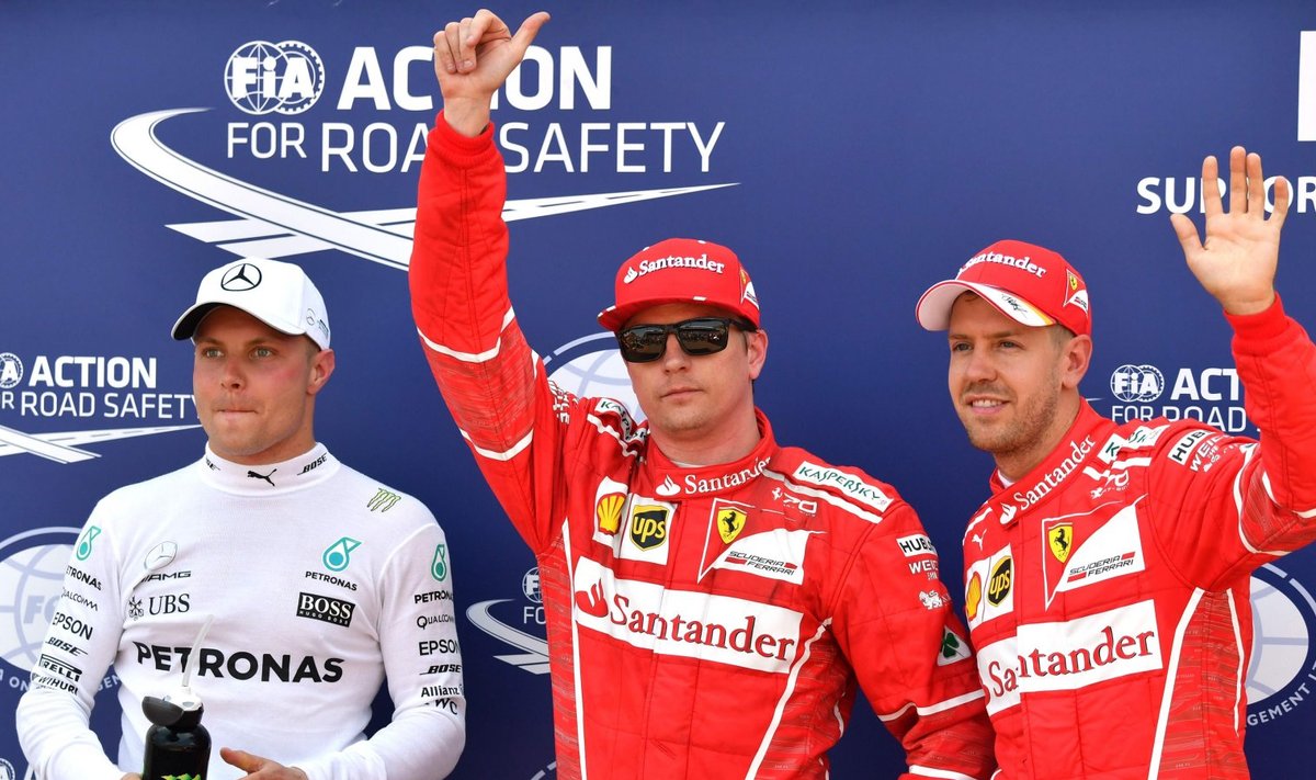 Bottas, Räikkönen ja Vettel