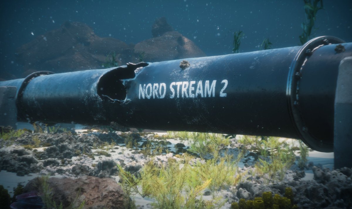 Illustratsioon Nord Stream 2 gaasitoru purunemiskohast.