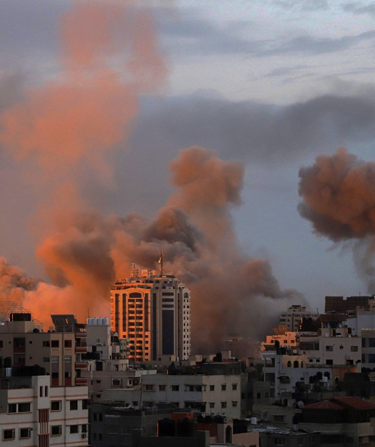 Iisraeli õhurünnak Gaza linnale. Foto tehtud 9. oktoobril 2023.