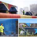 ФОТО: Начались работы по удалению граффити с фасада Горхолла