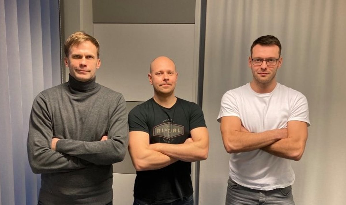 Kristjan Kais, Alar Rikberg ja Karl Rinaldo Tartu stuudios. 