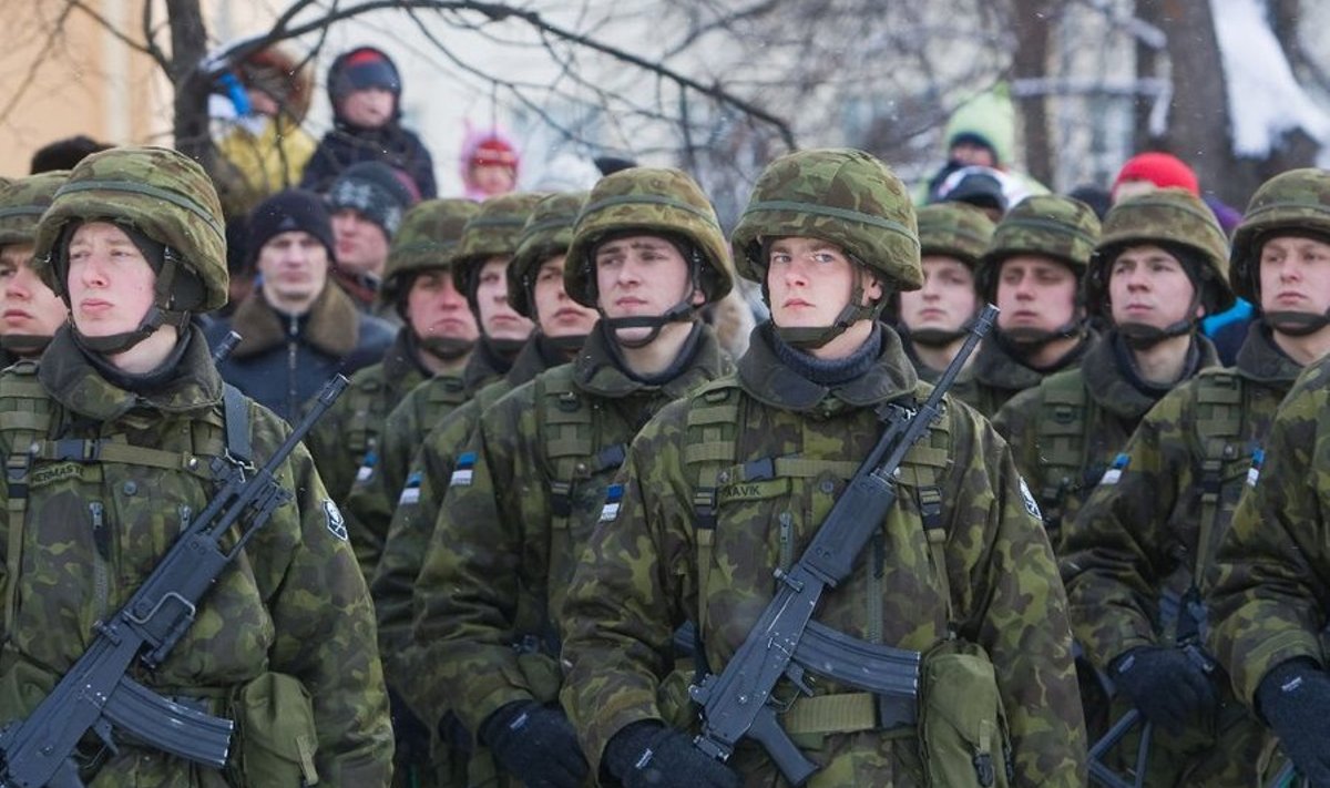 Kaitseväelased käesoleva aasta vabariigi aastapäeva paraadil Tallinnas.