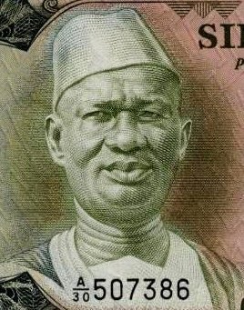 Siaka Stevens kujutatuna Sierra Leone rahatähel