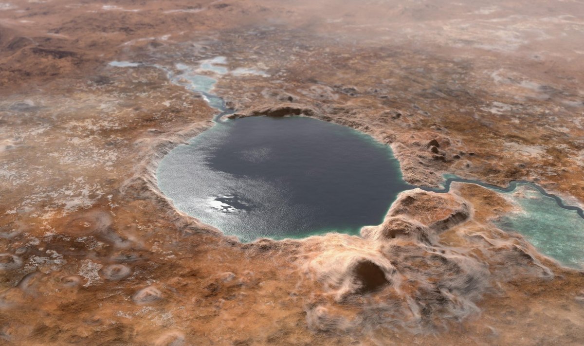 Jezero kraater kunstniku nägemuses (pilt: NASA / JPL-Caltech)