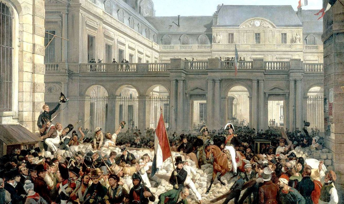 1830. aasta juulirevolutsiooni tagajärjel krooniti kuningakas Orléansi hertsog Louis-Philippe, kelle saabumist maalil kujutatakse