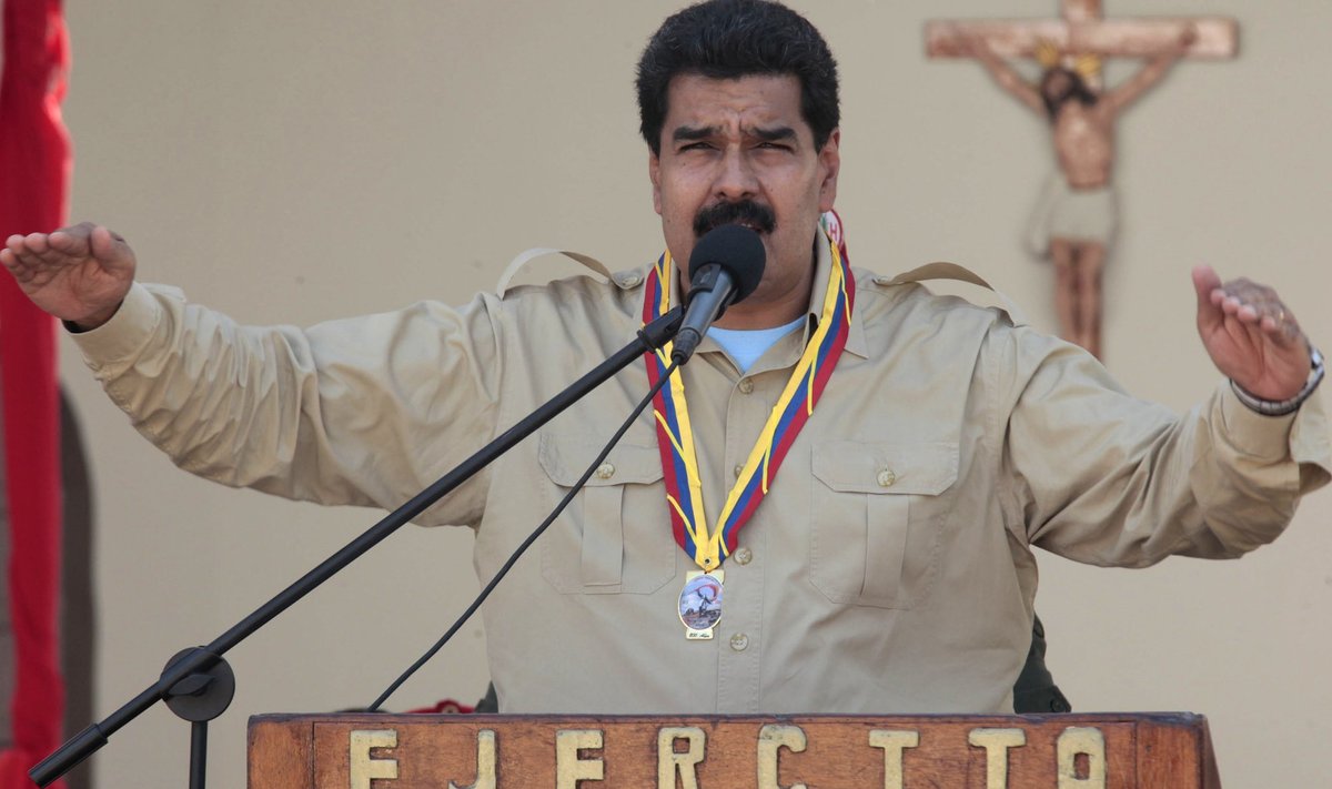 Venezuela's President Nicolas Maduro speaks during an event in Coro in the state of Falcon