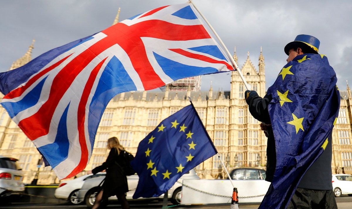EL-ist lahkumise vastane meeleavaldus eile Londonis parlamendihoone ees. (Foto: AFP)