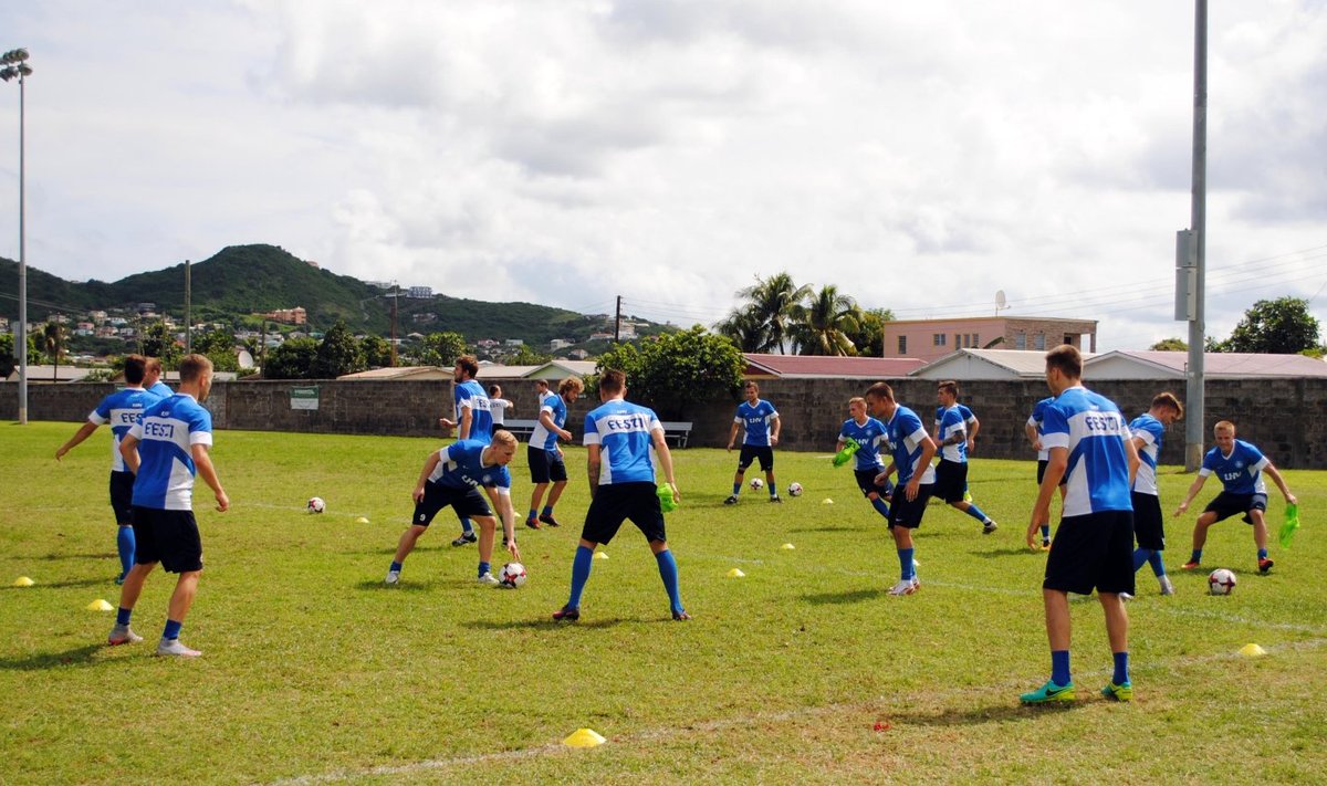 Eesti koondise treening Saint Kittsi saarel.