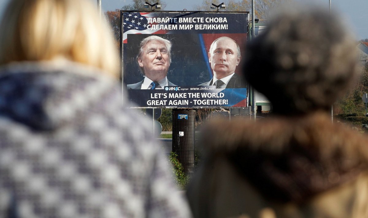 Plakatil on kirjas, et Trump ja Putin teevad maailma koos korda. Aga mitte ilmtingimata, säutsus Trump.