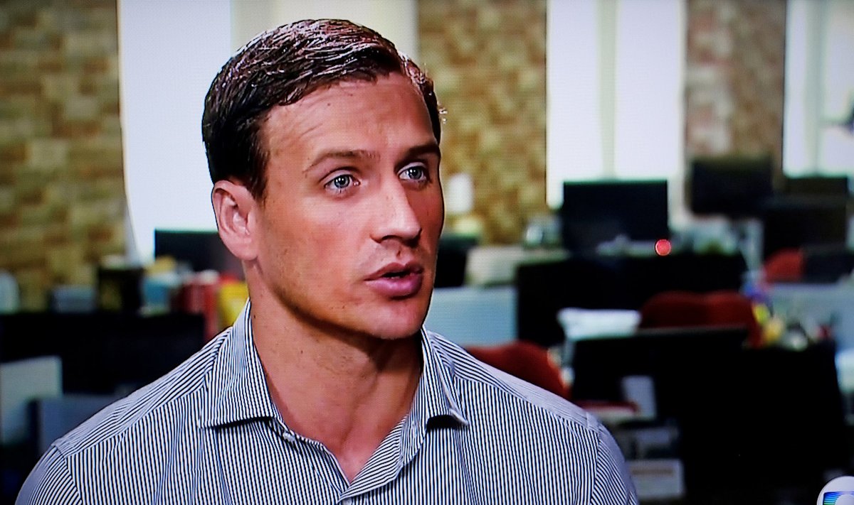 US swimmer Ryan Lochte gives an interview to Globo TV in New York