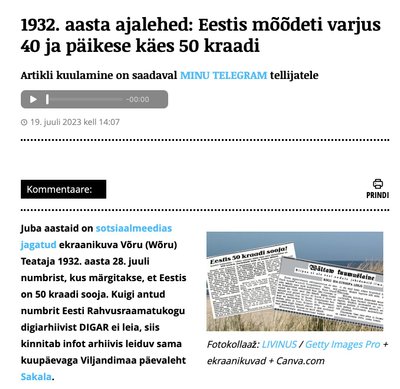 Telegrami esitatud andmed on küll tõesed, kuid järeldused võivad eksitada - see, et väljaanded kuumalainet kajastasid ei tähenda, et Ilmateenistus saaks neid rekordina arvesse võtta.