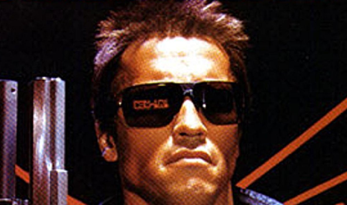 A poster from actor Arnold Schwarzenegger's 1984 film "The Terminator is shown in this undated publicity photograph