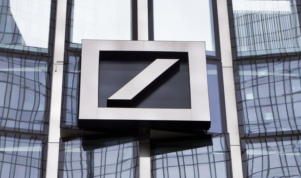 Deutsche Banki logo Frankfurdis asuvas peakontoris