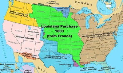 Heleroheline ala märgistab Louisiana territooriumit. Korralik lahmakas maad