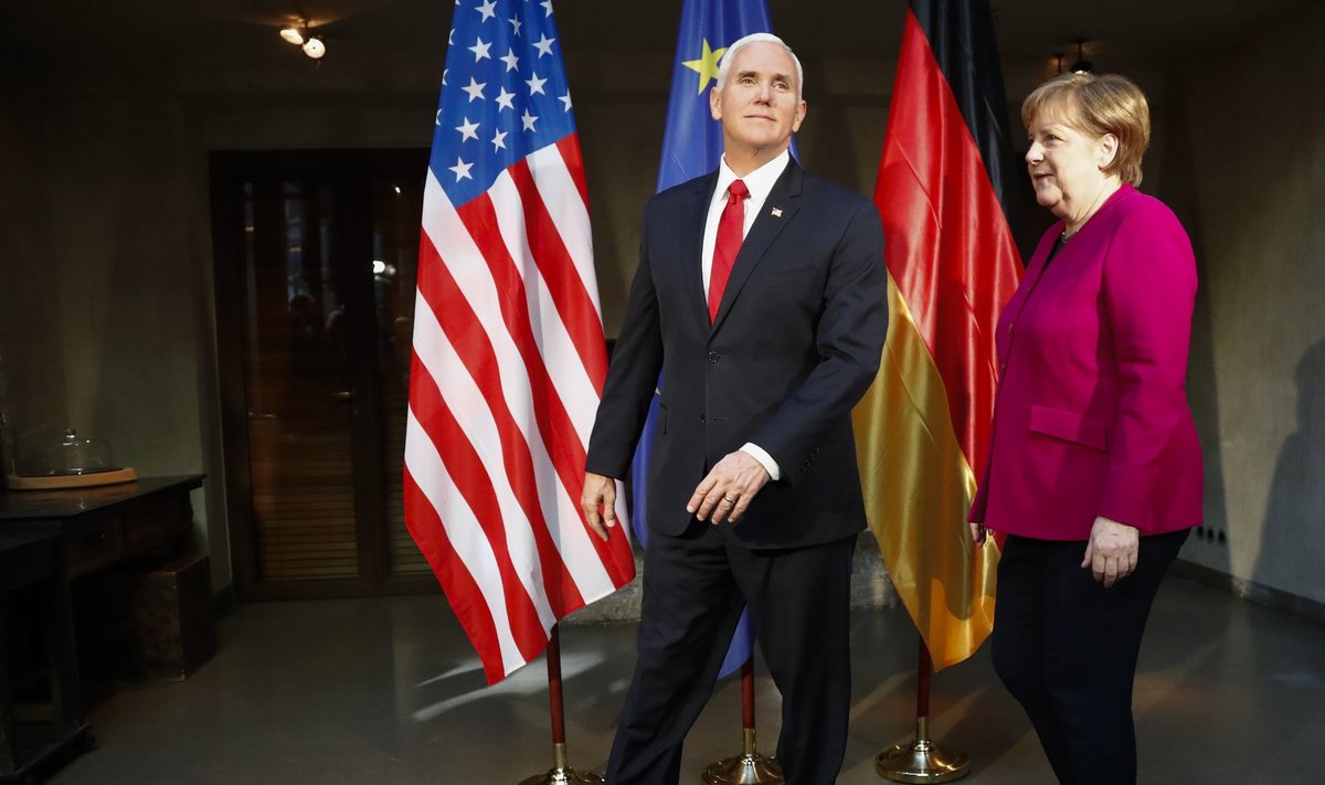 USA asepresident Mike Pence ja Saksamaa liidukantsler Angela Merkel Müncheni julgeolekukonverentsil