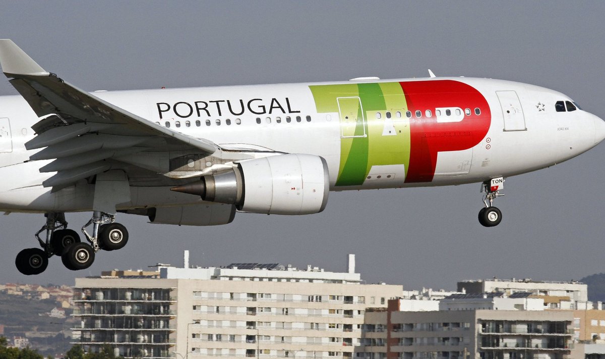 TAP Portugal airlines' Airbus 330 aircraft lands in Lisbon airport